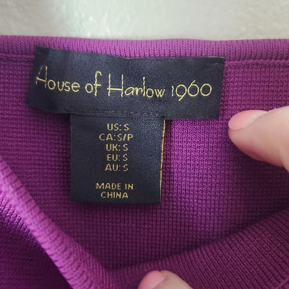 House of Harlow 1960 Purple Sheer‎ Sleeve Top Small - Picture 3 of 9